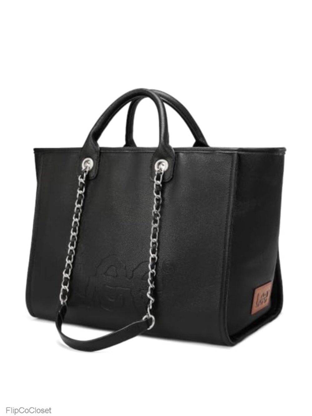 Extra Large Vegan Leather Work Tote Bag with Zipper Fits Laptop